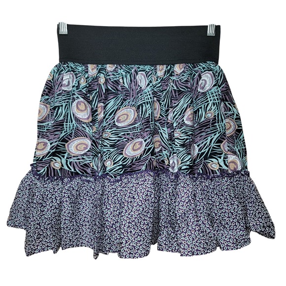 Xhilaration Women M Tiered 100%Cotton Prairie Cottagecore Boho Y2K Mini Skirt - Picture 2 of 6